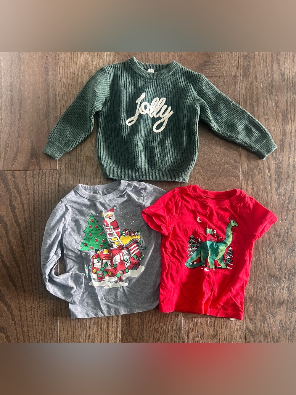 Lot of Size 2T Boy's Christmas Tees and Sweater
